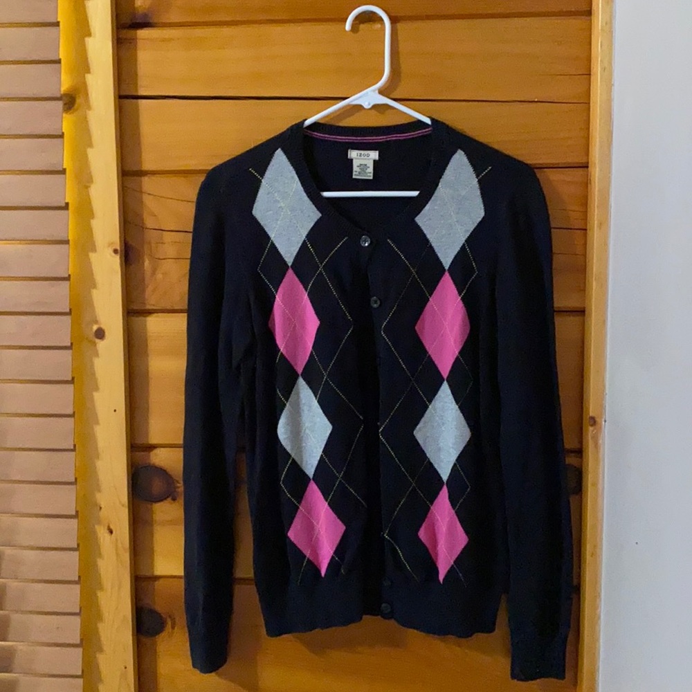 IZOD | Black, Pink, and Gray Cardigan